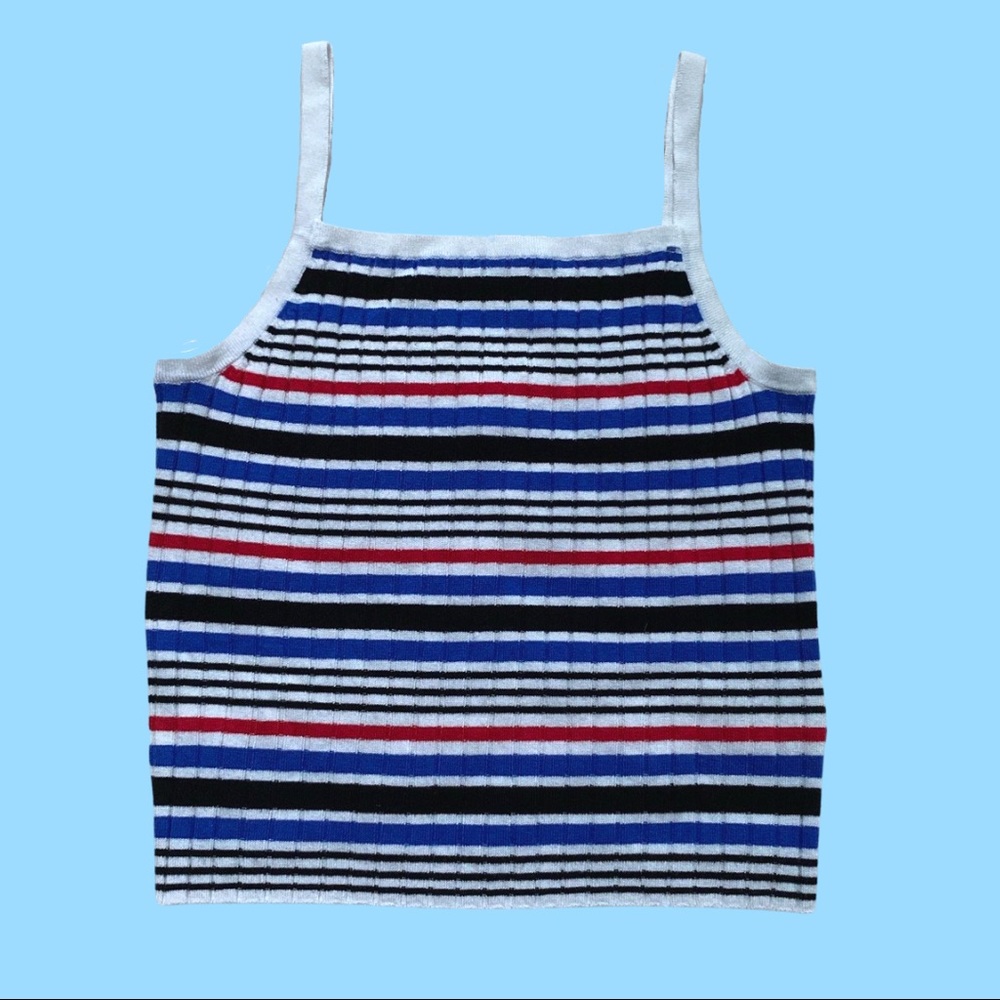 H&M Striped Multicolor Crop Tank Top size medium